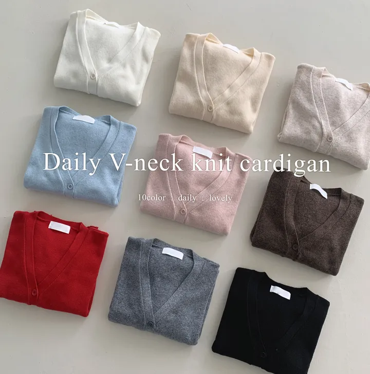 [인생가디건/10color] 머피 데일리 브이넥 무지 버튼 허리잘록 여리 니트 긴팔 가디건 상세 이미지 2