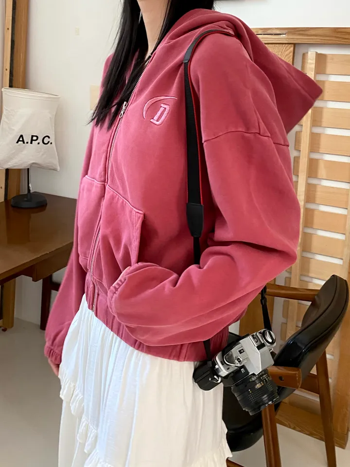 [💖봄신상/여리여리/💖피그먼트]헤븐 시보리 크롭 아방핏 루즈핏 자수 여친룩 꾸안꾸 후드 집업 상세 이미지 31