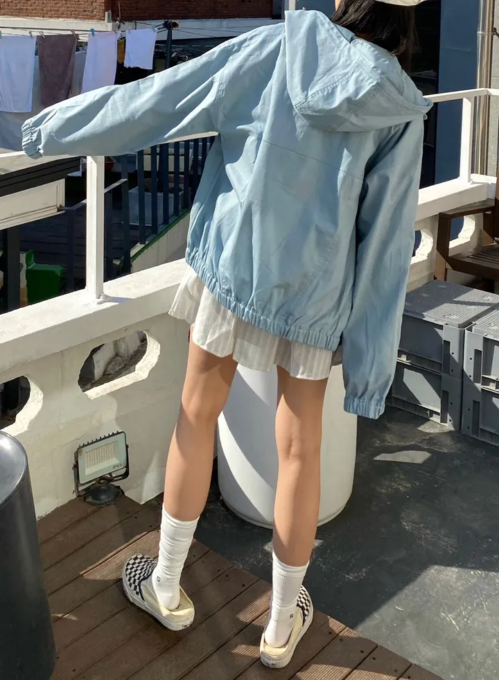 [🩵봄신상/오버핏/🩵반응폭주]데이 남녀공용 유니섹스 오버핏 스트링 스토퍼 투웨이 후드캡 간절기 아우터 바람막이 상세 이미지 19