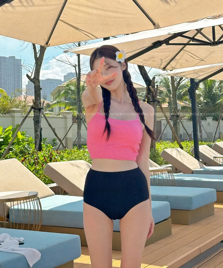 💘진짜예쁨💘/M-XL 하이웨스트 투피스 커버업 비키니 모노키니 휴양지 호캉스 호텔 유교걸 빅사이즈 수영복 상세 이미지 56