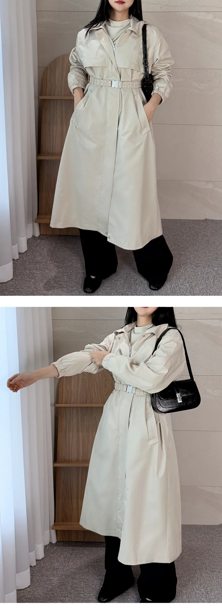 여성트렌치후드롱벨트바바리 봄트렌치바바리 상세 이미지 2
