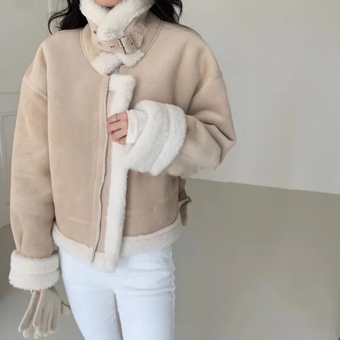히놀라 ❤️스웨이드 하이넥 숏 무스탕 3color 상세 이미지 12