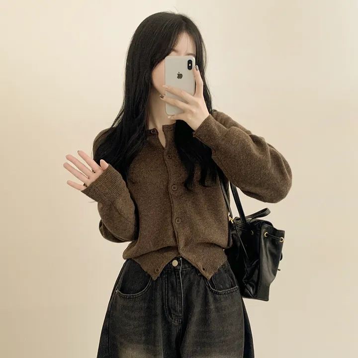 [팔뚝살커버!/포근~] 기본가디건 라운드 세미크롭 아방핏 니트가디건 상세 이미지 18