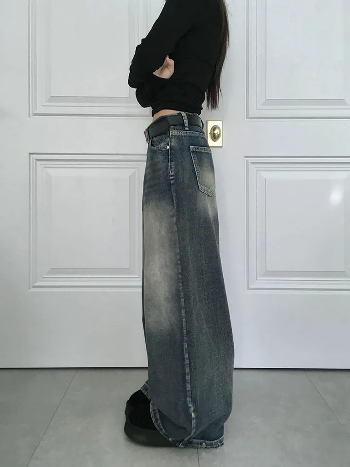 [숏,기본,롱/~XL/핏보장💙*밑단스냅단추 투웨이* 워싱 와이드데님] 헤이브밑단스냅와이드데님 상세 이미지 20