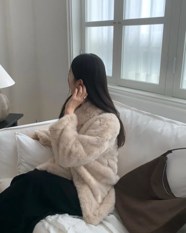 베인 겨울 카라 퍼 자켓 하프코트 싱글자켓 밍크자켓 상세 이미지 20