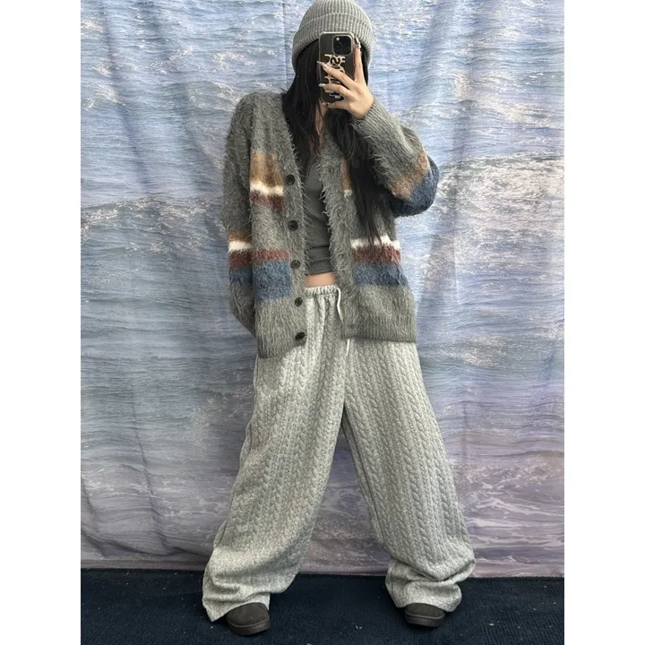 누빔🌡️[UNISEX/소장추천!]퀼트 블랭킷 웜업 케이블 포인트 윈터 루즈 와이드 트레이닝 팬츠(4color/5-7일 여유주문) 상세 이미지 7