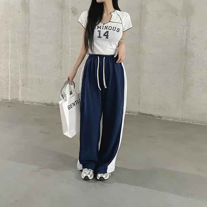 *7color*[롱다리핏/핏보장] 싸인 사이드 핀턱 배색 와이드팬츠 트레이닝 봄팬츠 백포켓 힙 트렌디 꾸안꾸 상세 이미지 24