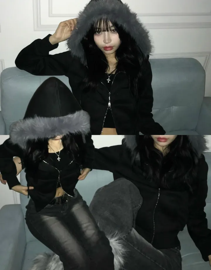 [*당일출고*/비교불가퀄리티] 위플래쉬st 빈티지 투웨이 블랙 퍼후드집업 상세 이미지 5