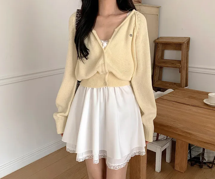 [데일리가디건💗] 데이쥬 팬던트 루즈핏 레이어드 브이넥 니트 가디건 봄 여름 가을 / 벚꽃룩 캠퍼스룩 데일리룩 클래식블랑 상세 이미지 31