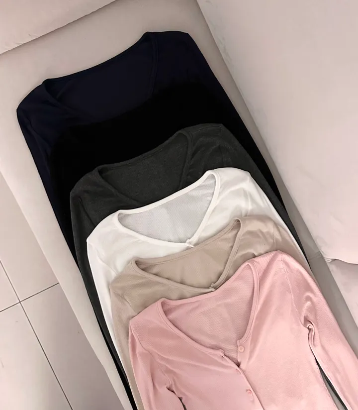 [리얼핏보장!!/타이set] 섹시글램 슬림핏 여리 가디건 스카프 세트 투피스 크롭 버튼 브이넥 모달 스판 여친룩 베이직 기본 레이어드 데일리 데이트룩 봄 가을 신상 청순 여신룩 상세 이미지 30