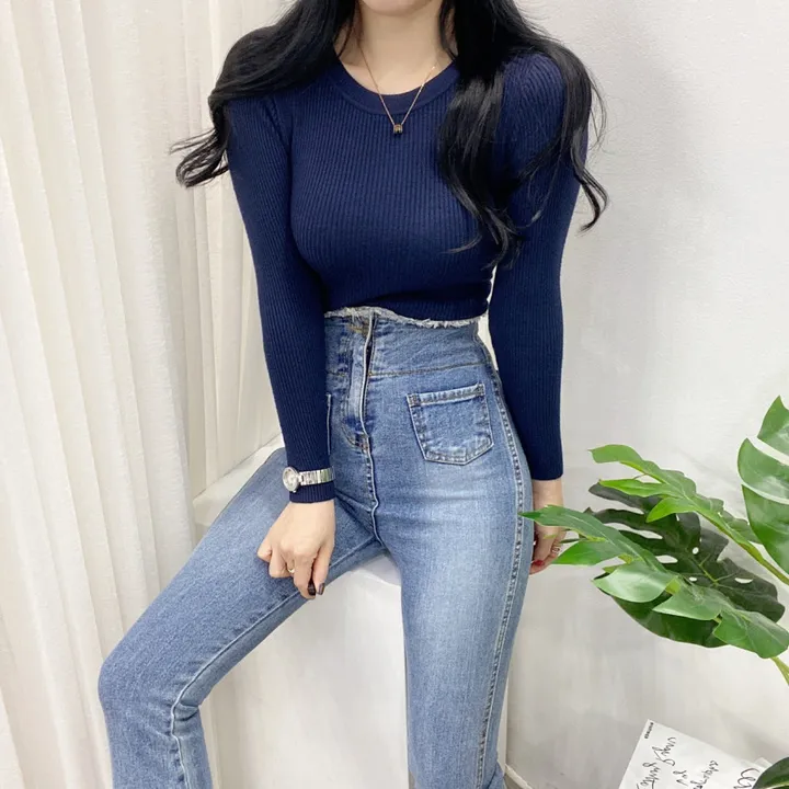 [당일방송-아이,블랙만/묶음할인] 봄 가을 겨울 이안 코이 부들 라운드 골지 니트 티셔츠 이너티 상세 이미지 37