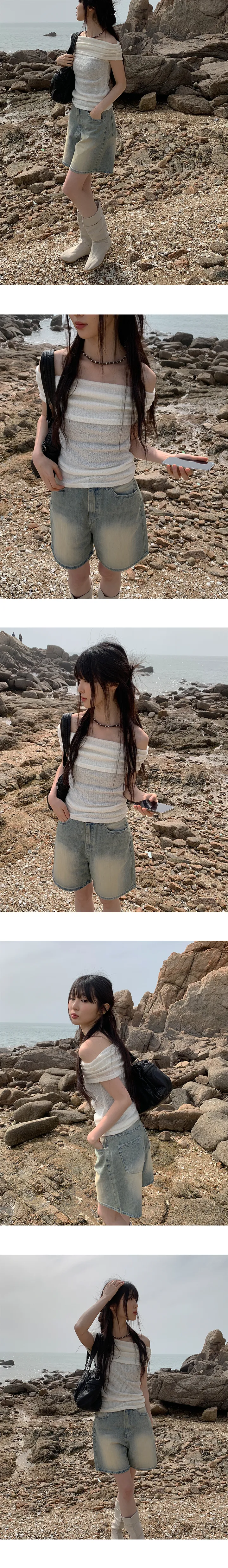 [특가세일🖤]옐로우틴 워싱 숏 데님 팬츠 상세 이미지 14
