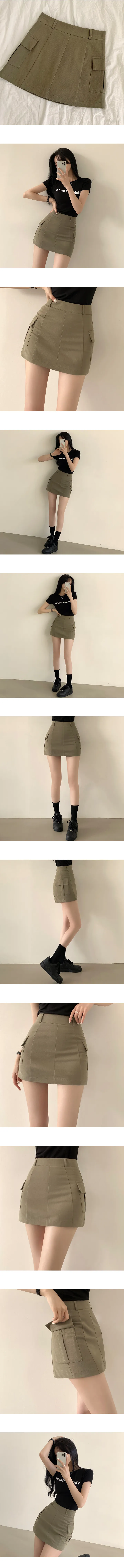 [속바지o/기장선택,2XL까지] Y2K감성! 하이웨스트 포켓 카고 미니스커트 (4color) 상세 이미지 4