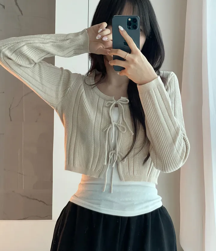[주문폭주🤍/리본포인트!]  💘남심 저격해버릴 리스 쓰리리본 가디건 상세 이미지 37