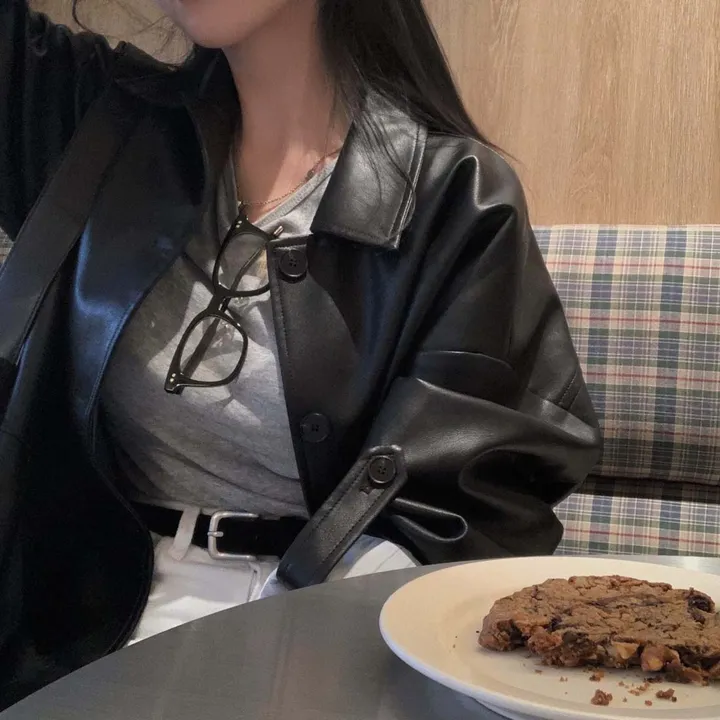 [힙덮는기장감~/블랙 당일출고🎉] 자체제작 #크치Made 오디너리 롤업 오버핏 하프 레더자켓 - jk 상세 이미지 34