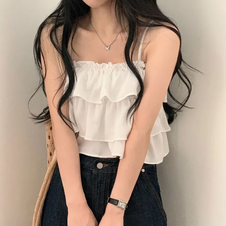 [베스트재진행] 메리미 프릴 캉캉 뷔스티에 크롭 끈나시;2col 상세 이미지 4