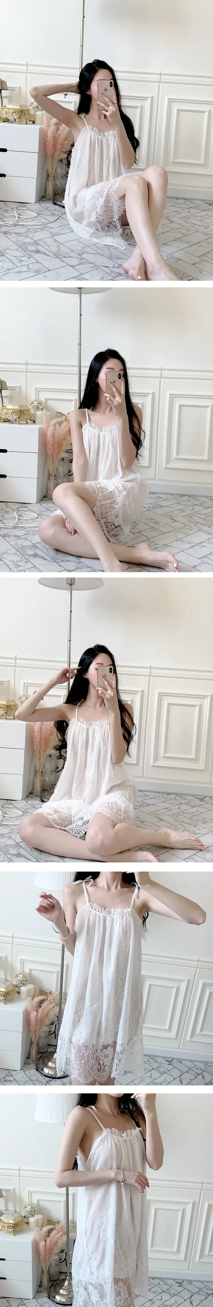 🚀당일출고🚀 엘레나 원피스 슬립 여성잠옷 파자마 홈웨어 상세 이미지 4
