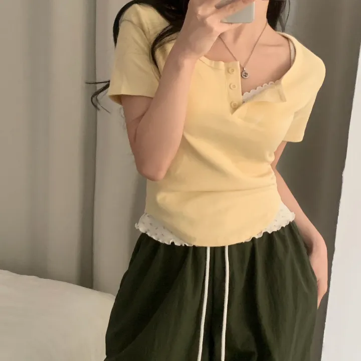 [MADE🤍/팔뚝반쪽핏!] 파스텔톤, 단추 유넥 기본 반팔티셔츠 - 5color 상세 이미지 32