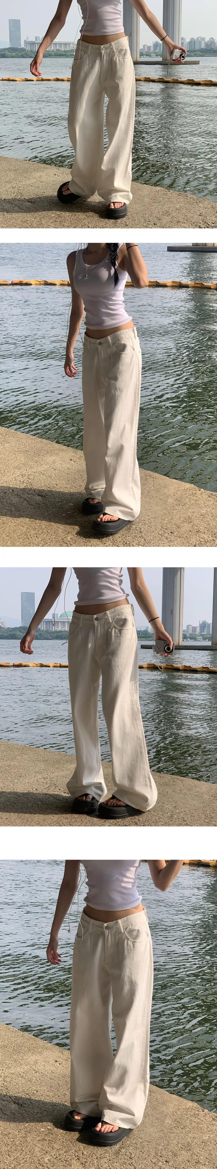 [꼭소장/모델극찬🖤/재진행] 요물팬츠 3버튼 조절 세미 와이드 팬츠 - 2color 상세 이미지 3