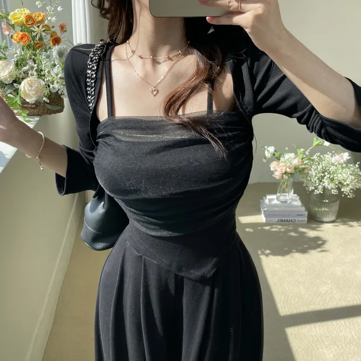 당일🚚[컬러추가❤]4계절티 메쉬 망사 레이어드 볼레로 긴팔t 상세 이미지 28