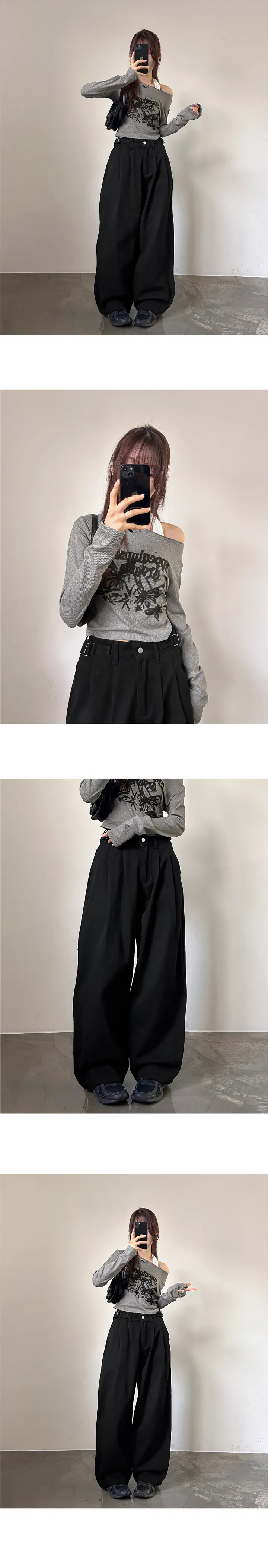[숏,기본,롱/S~2XL] 릴토 비조 핀턱 코튼 롱 와이드 팬츠 상세 이미지 9