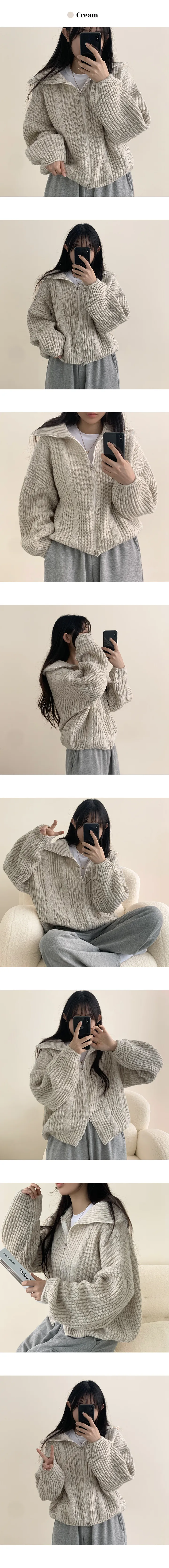 렌티 오버핏 하찌 꽈베기 니트 투웨이 집업 (5color) [가을신상/가을가디건/니트코디] 상세 이미지 3
