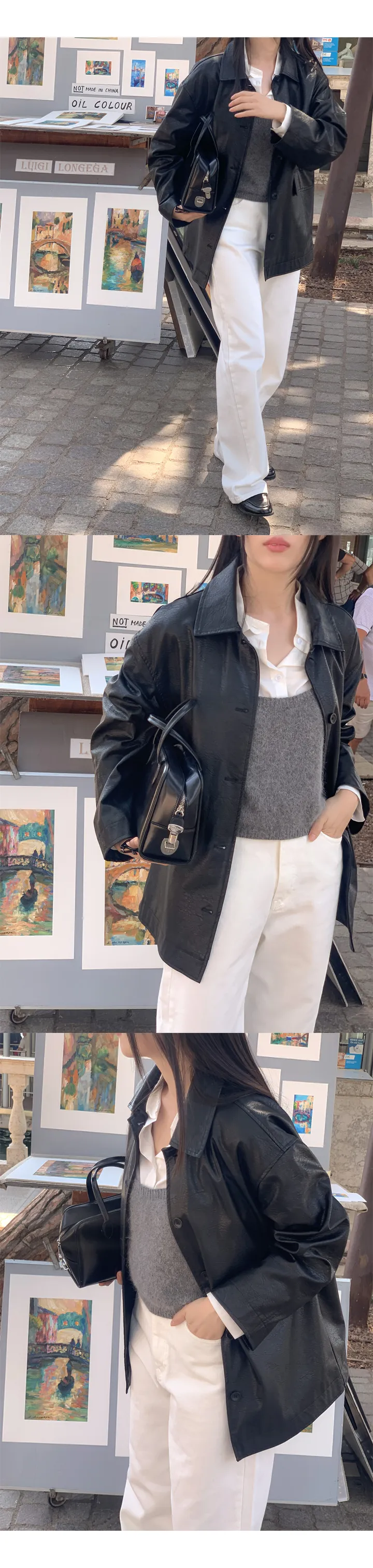 [자체제작/오늘출발/1만장돌파!]#봄🌷 바텐 오버핏 하프 레더 자켓 (데일리룩/개강룩/봄아우터/봄자켓/레더자켓/가죽자켓/루즈핏) 상세 이미지 159