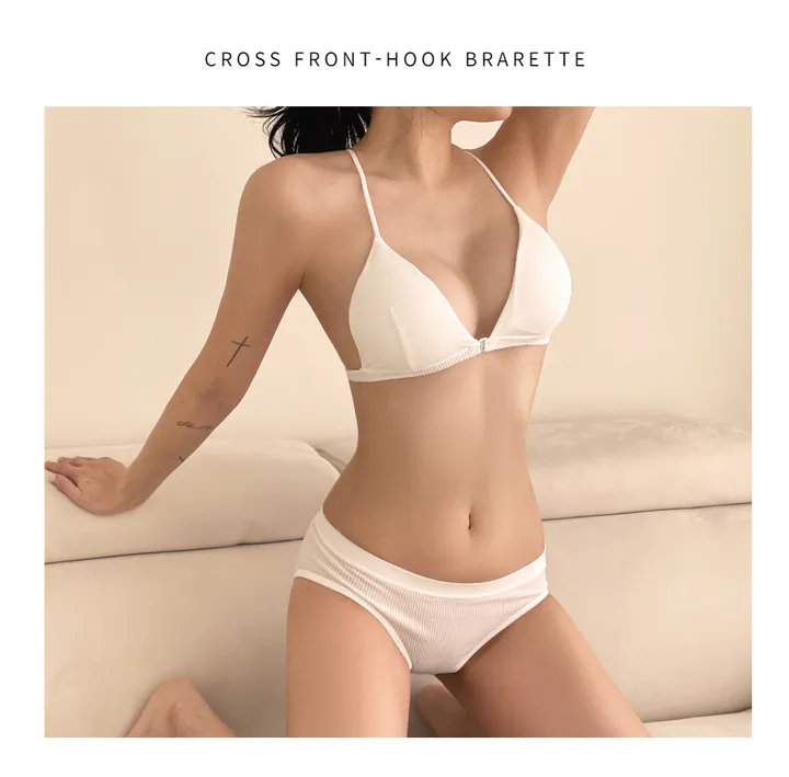 [앞후크/편안함] 핫걸 크로스 스트랩 앞후크 브라렛 삼각 쉐입 브라 가벼운 언더웨어 브라탑 이너 상세 이미지 6