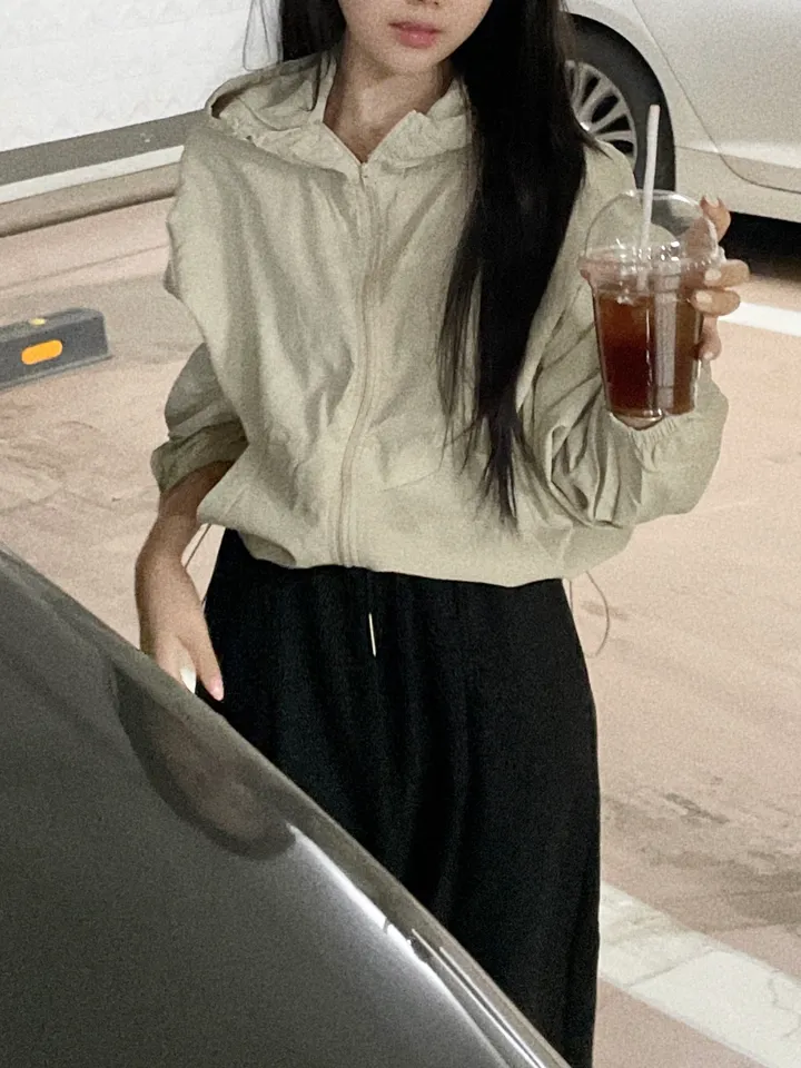 [new버전 크롭 박시핏] 허리 스트링 기본 데일리 간절기 바람막이 상세 이미지 19