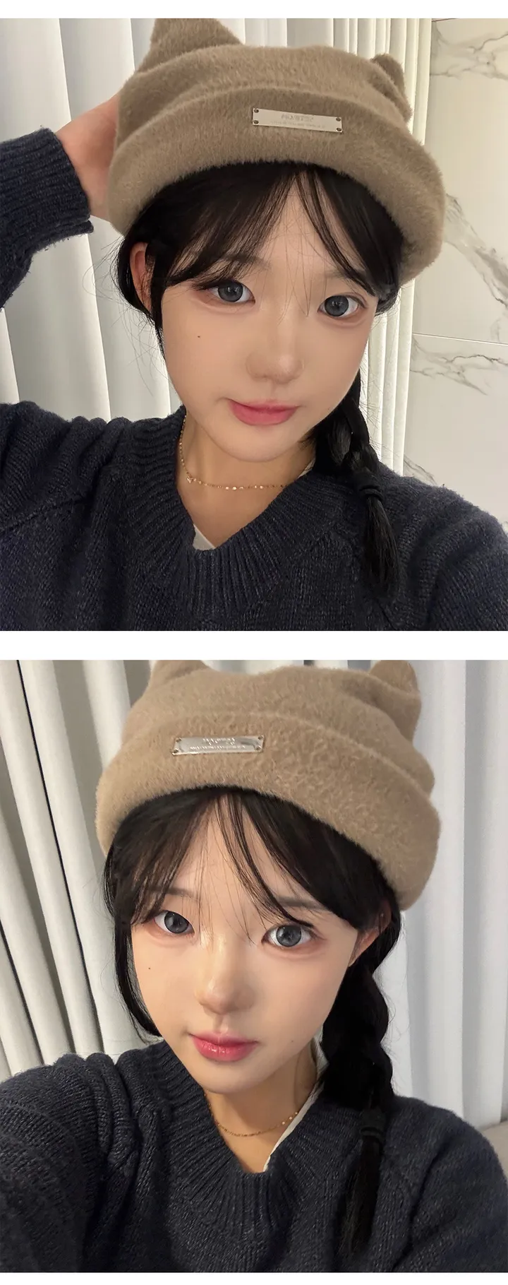 [최저가/고양이/당일🚀] 쫑긋 고양이 냥이 겨울 귀 비니 모자 고양이비니 곰돌이비니 방한 밍크 털모자 상세 이미지 15