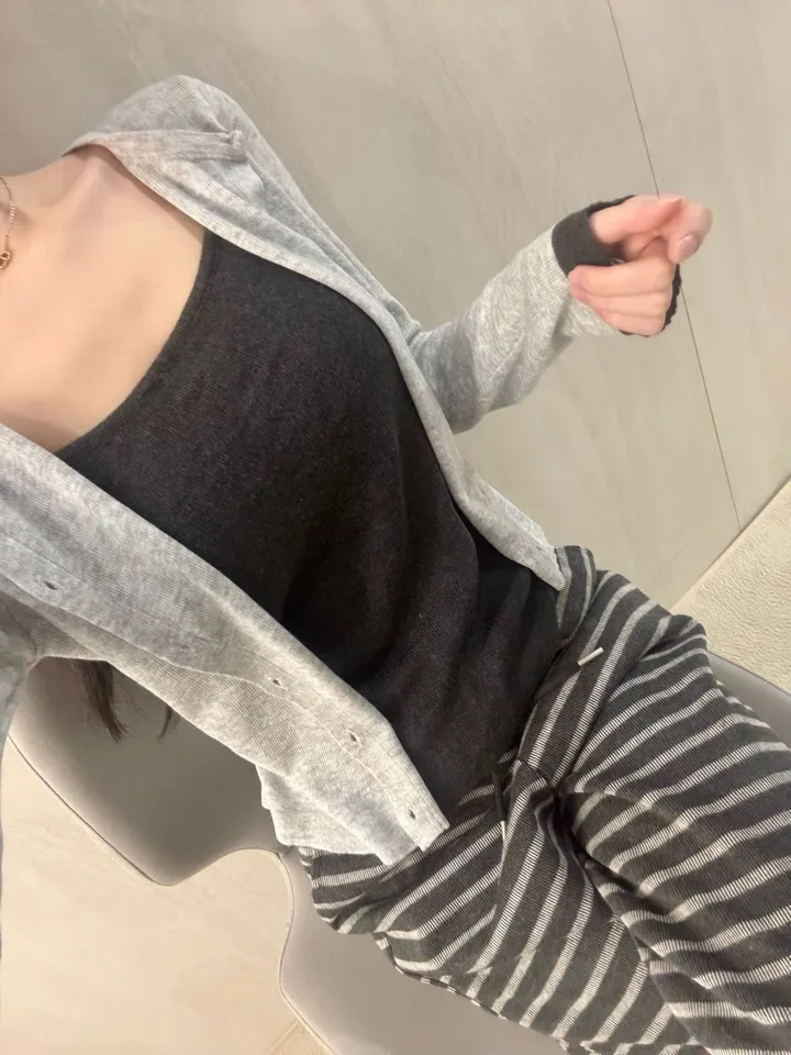 [일체형] 4color 레이어드 니트 가디건 *레이어드 가디건, 골지 가디건, 간절기, 배색가디건 상세 이미지 21