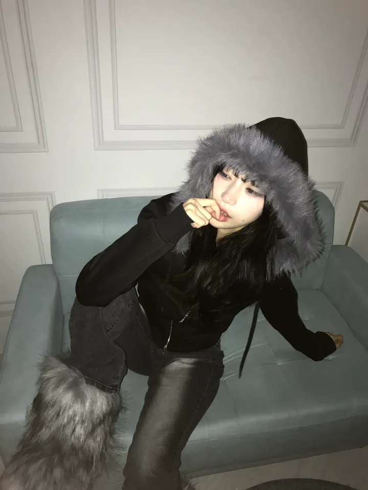 [*당일출고*/비교불가퀄리티] 위플래쉬st 빈티지 투웨이 블랙 퍼후드집업 상세 이미지 8