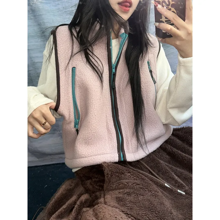 [OOTJ MADE]키치 더 힙 믹스 컬러 포인트 플리스 후리스 하이넥 집업 베스트(4color) 상세 이미지 12