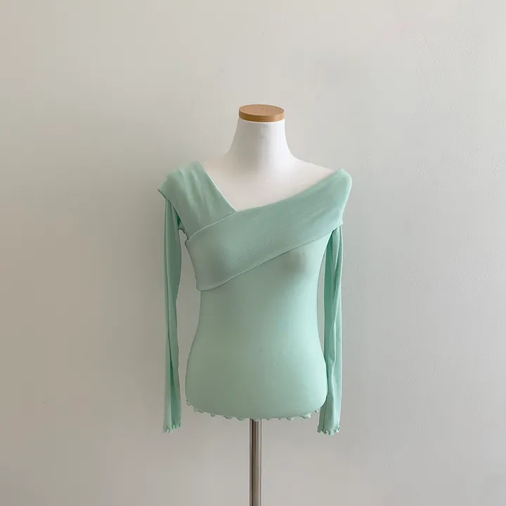 (여리글램핏ღ) 스윗 사선 오프숄더 긴팔 티셔츠 5color (S/S) 상세 이미지 34