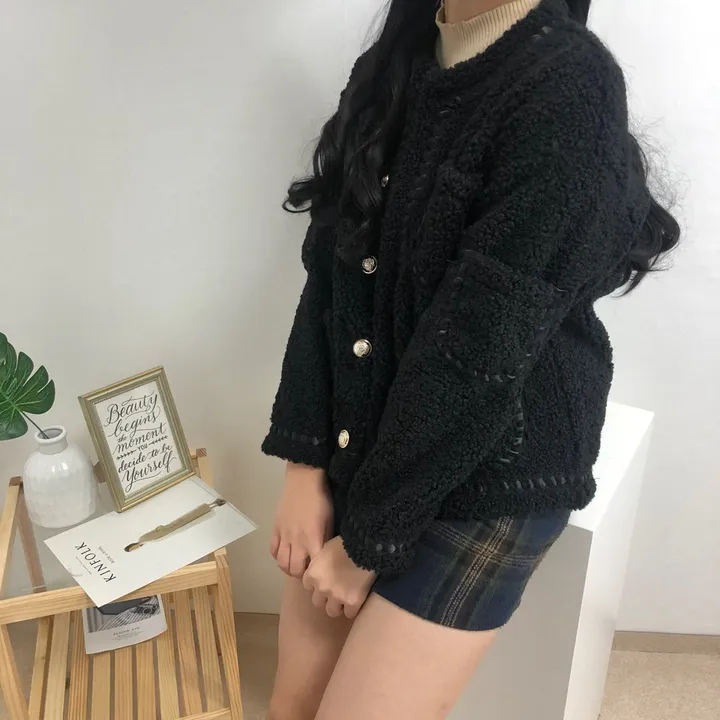 실물이 더 예쁜 3color: 트위드 양털 포켓 무스탕 자켓 상세 이미지 24