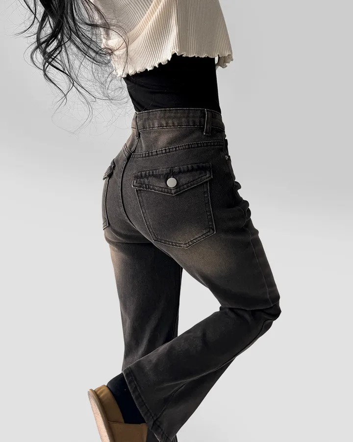 [~XL/2기장] 보헤미안 포켓걸 인어핏 S라인 워싱 부츠컷 데님 팬츠 바지 상세 이미지 12