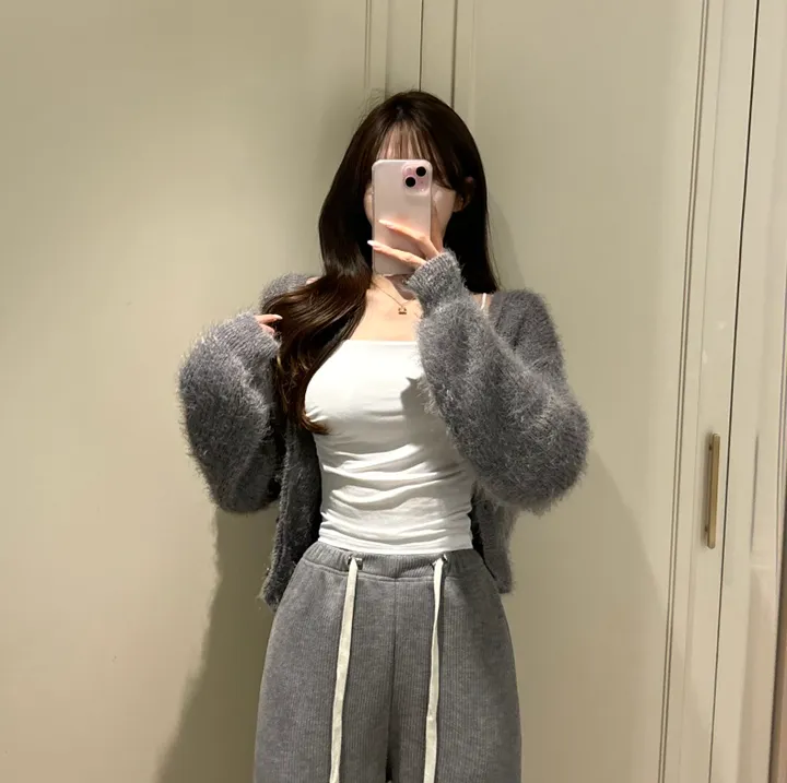 [데일리/청순여리] 앙고라 세미크롭 니트 가디건 봄신상 봄가디건 (6color) 상세 이미지 11