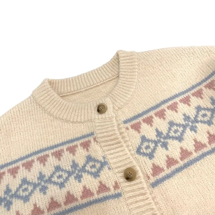 [연말룩❄부드러워요💭]키츠 윈터 노르딕 자가드 파스텔 루즈핏 니트 가디건 2color 상세 이미지 60