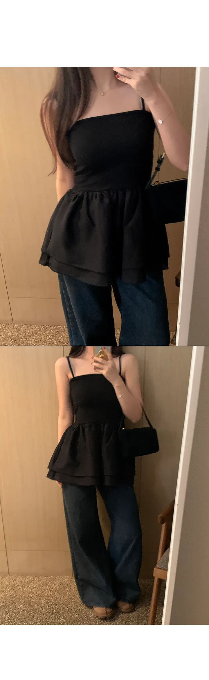 [주문폭주/사계절용] 플레어 레이어드 끈 나시 상세 이미지 46