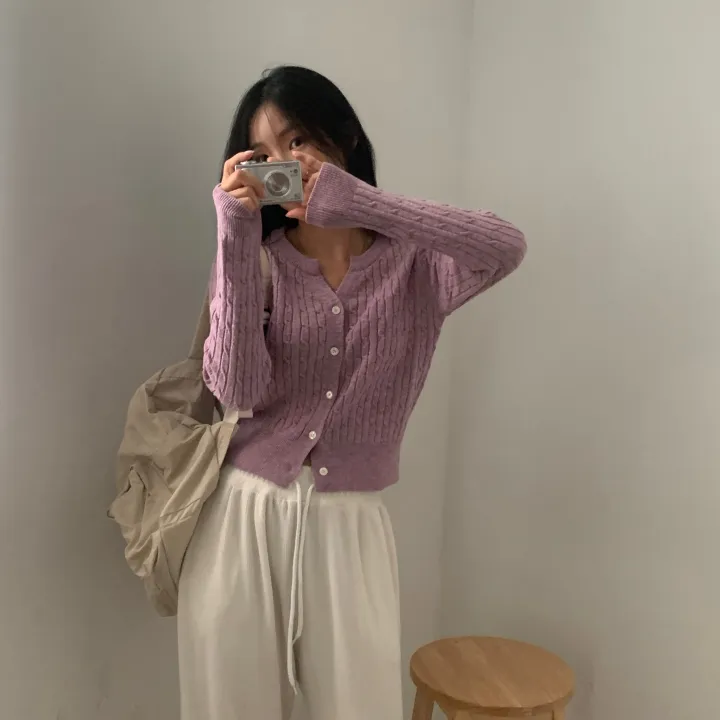 [캐시미어/클래식핏!] 봄을 담은, 꽈배기 크롭 니트가디건 - 11color 상세 이미지 40