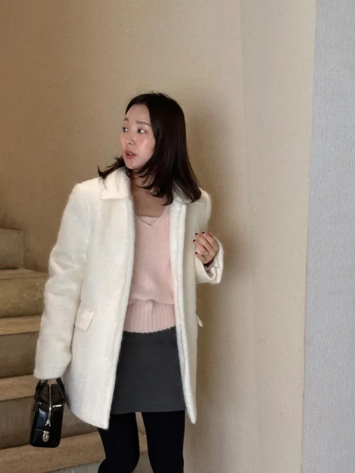 [주문폭주/핑크강추🩰] 헤어 울 하프코트-2col 상세 이미지 3