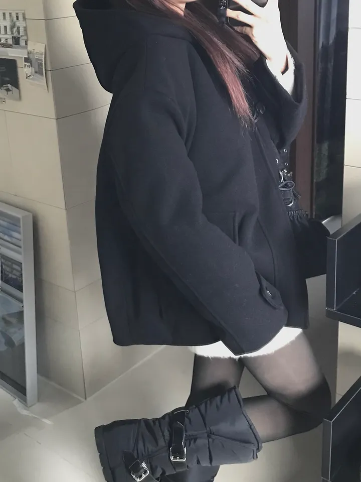 네드 숏 후드 더플 코트 (unisex) 상세 이미지 3