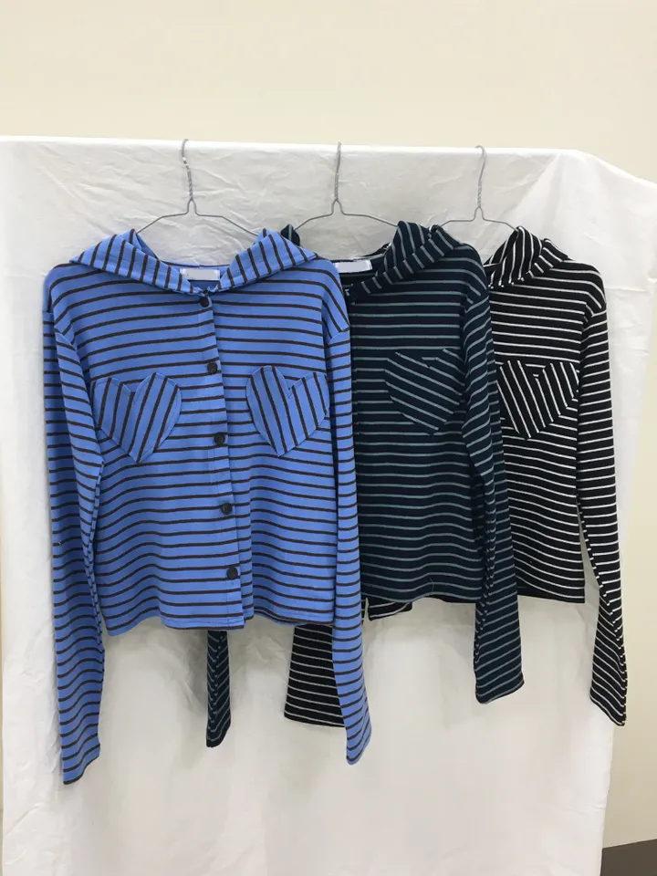 LOVELY🤍 - 하트 포켓 단가라 후디 가디건 (3color) 상세 이미지 3
