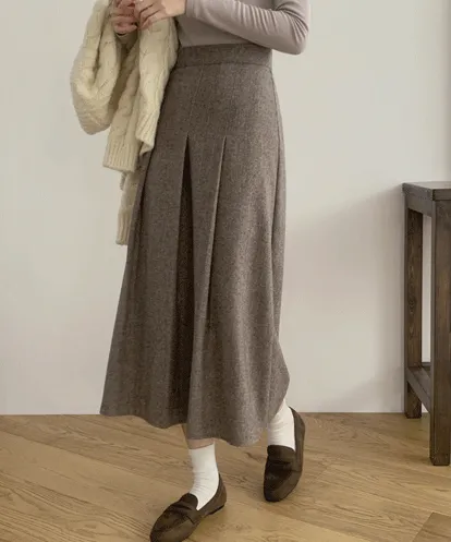 히빈 울 플리츠 롱 스커트 [tsk0298]