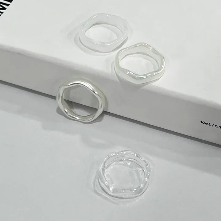 [색상추가/10pcs] 물결 마블 호마이카 아크릴 레이어드 반지 우정링 상세 이미지 22