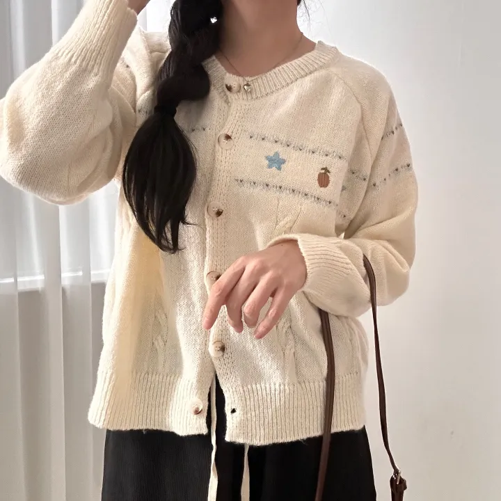 [여리핏✨/모리룩] 고퀄 저렴이❌ 별별 빈티지 자수 라운드 긴팔 니트 가디건 -3color 봄 가을 겨울 데일리 데이트 꾸안꾸 캐주얼 유니크 힙 학생 여행 상세 이미지 20