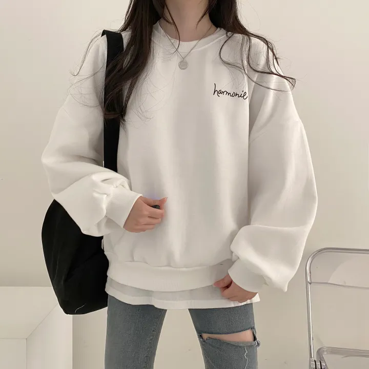 당일발송⚡[데일리/묶음할인] 심플 오버핏 하모니 레터링 맨투맨 4color 상세 이미지 8