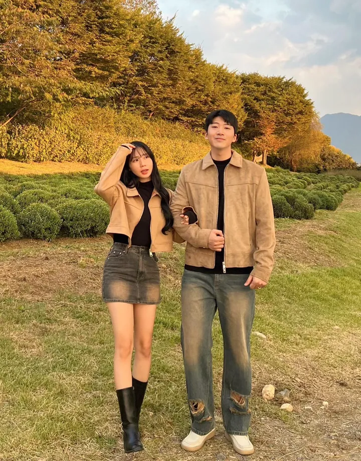 당일출고![단독/시밀러룩] 봄 가을 스웨이드 자켓 크롭 오버핏 워싱 청치마 청바지 커플룩 상세 이미지 7