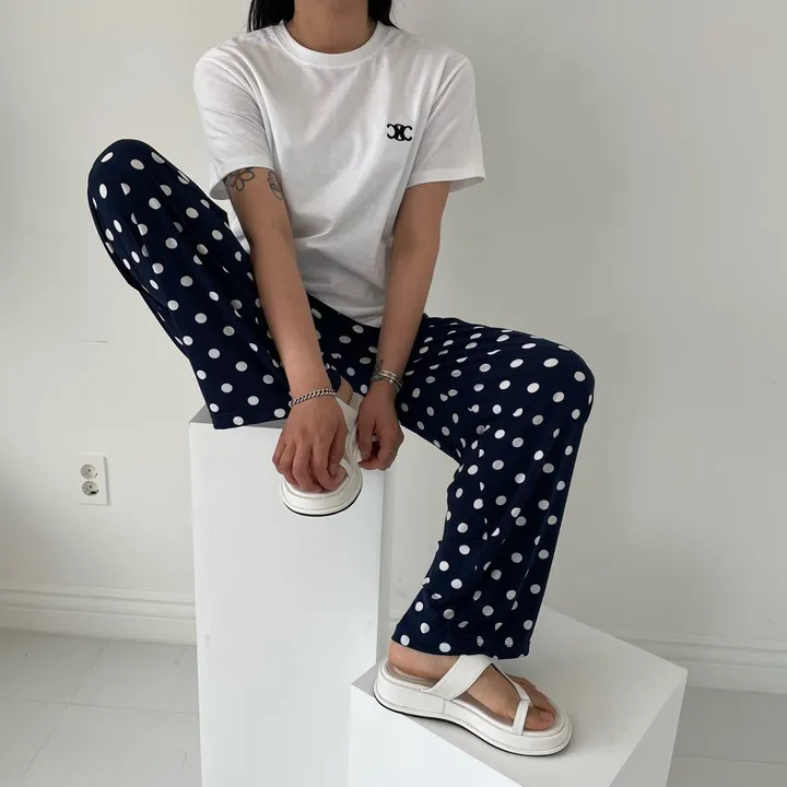 [와이드핏/시원한원단] 도트패턴 땡땡이 밴딩팬츠 냉장고바지 유니크룩 / 여름 여름옷 홈웨어 여름바지 바캉스룩 마실룩 밴딩통바지 상세 이미지 20