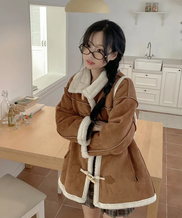 [최저가💗떡볶이코트🤎] 멘지 스웨이드 양털 하프 떡볶이 코트 겨울 / 연말룩 크리스마스 겨울아우터 겨울코트 양털자켓 패딩 뮤잉 상세 이미지 15